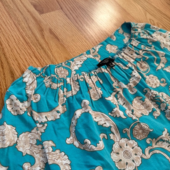 Talbots Women’s 3/4 Sleeve Turquoise Print Top - Picture 4 of 7